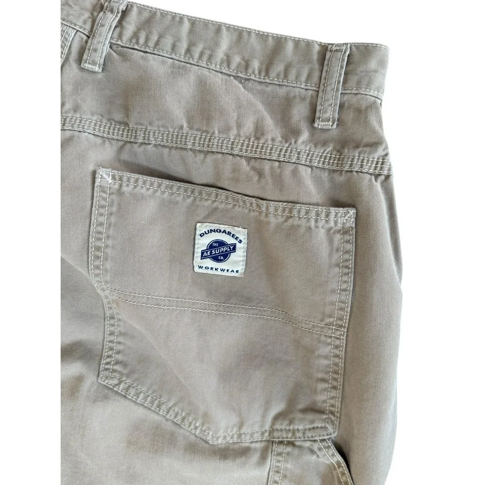 Vtg Y2K‎ American Eagle Dungarees Workwear Carpenter Pant Men 36x32 Khaki Baggy